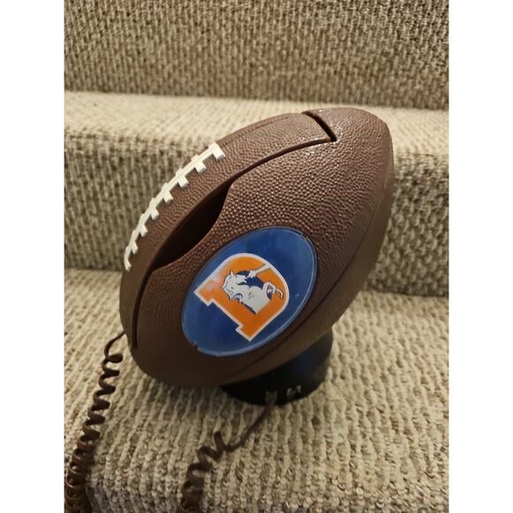 Vintage 90s Denver Broncos NFL Football Shaped Push Button Telephone Untested - Picture 2 of 10